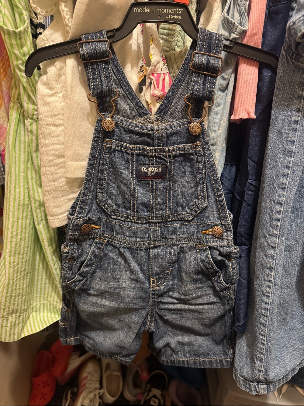 OshKosh Toddler B'gosh Vintage-Style Denim Short Overalls - Sz 18 Months